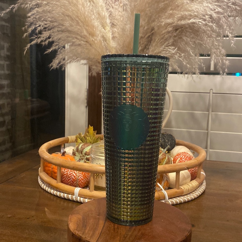Starbucks Fall of ‘22 green grid cup